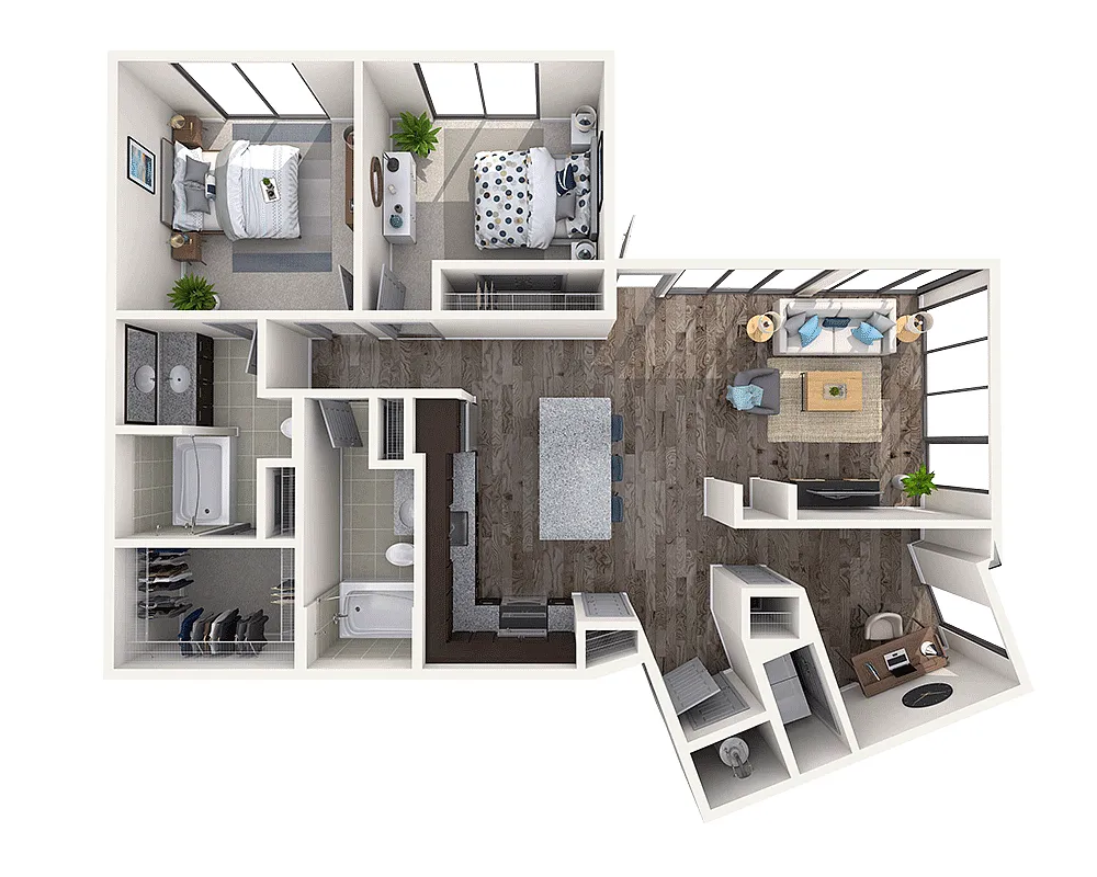 Floor plan Two Bedroom B2G
