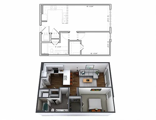 Floor plan 1 Bedroom A2