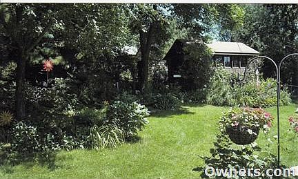 Private fenced backyard