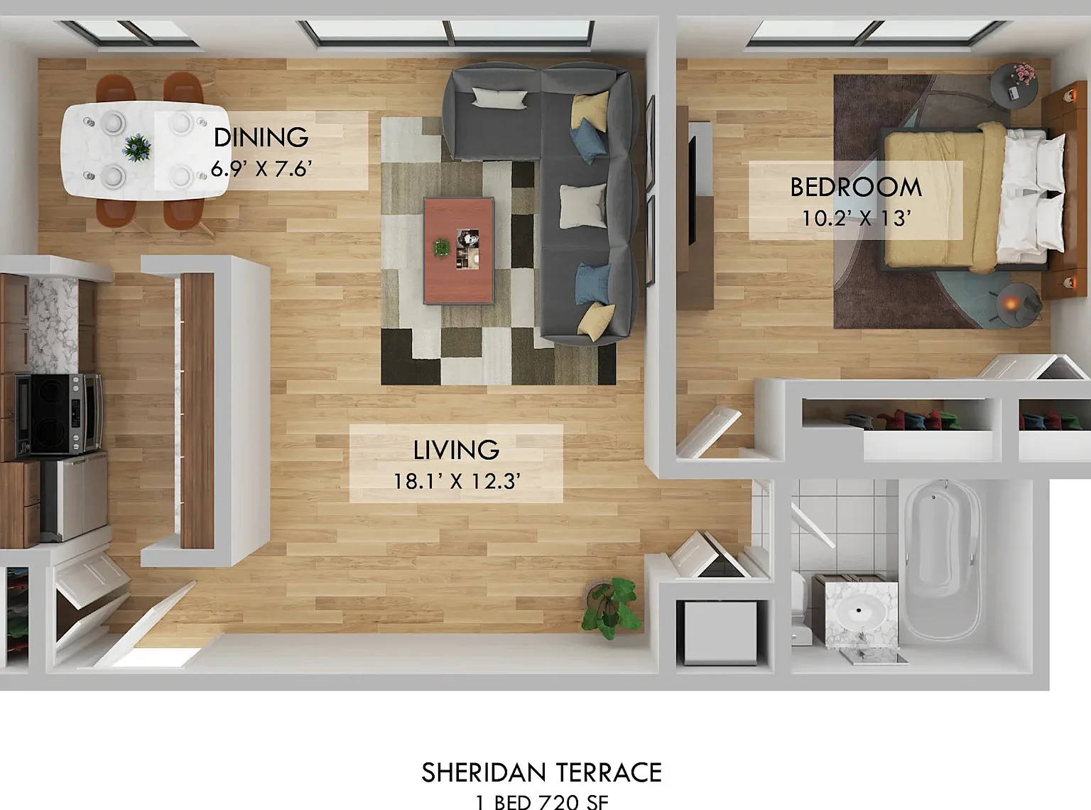 1 bed, 1.0 bath, 720 sqft, $1,658 — Photo 2