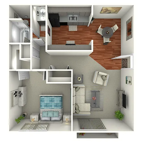 Floor plan 1BD, 1BTH
