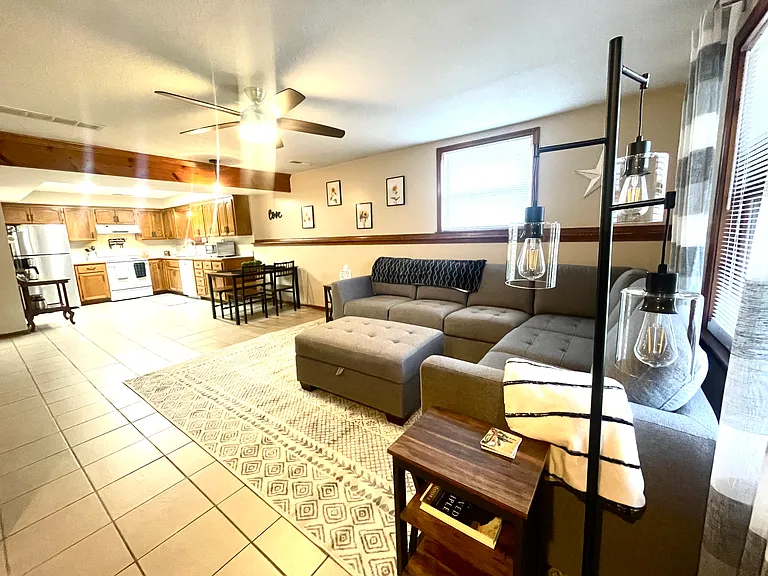 Living room looking towards kitchen