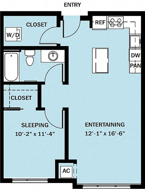 Floor plan 1 Bedroom 1 Bath B10