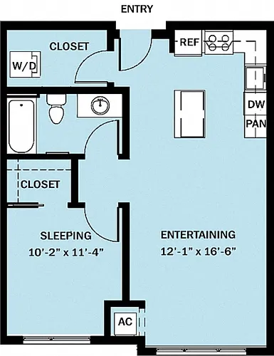 Floor plan 1 Bedroom 1 Bath B10