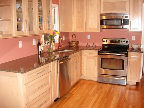 All stainless steel appliances in kitchen.