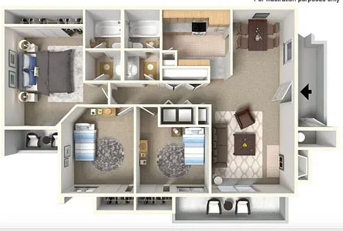 Floor plan Three Bedroom Two Bathroom