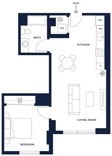 Floor plan 1 Bed/1 Bath-B6