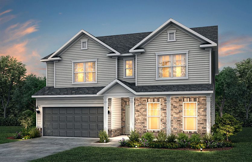 Mitchell Exterior LC2N features siding, brick, covered front porch and 2 car front load garage