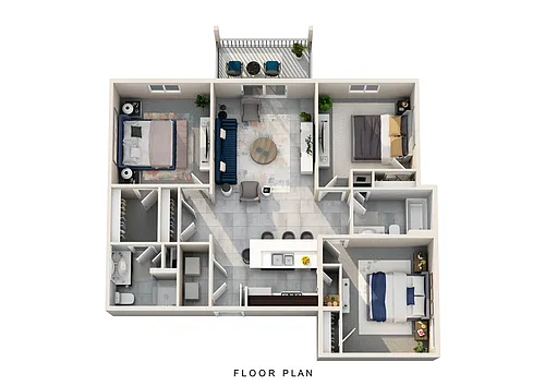 Floor plan 3 BD Apartment