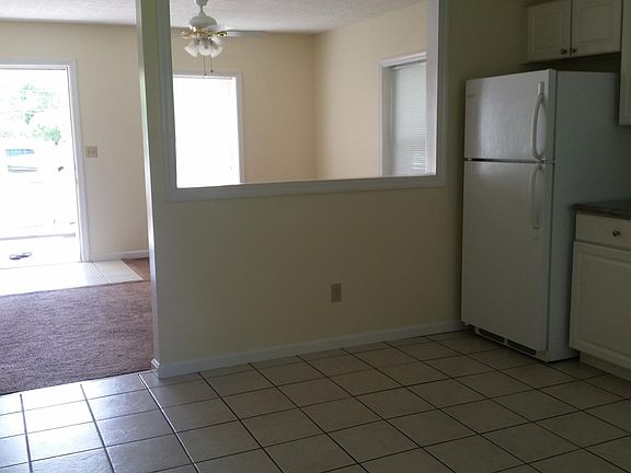 Kitchen view into living room