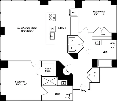 Floor plan 2 Bedroom I