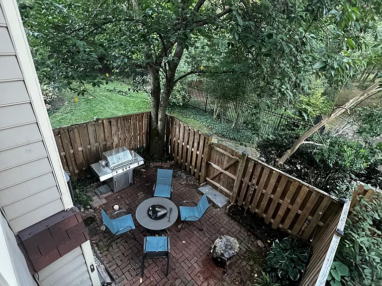 Private patio FURNISHED: w/ SS grill, fire pit, patio set