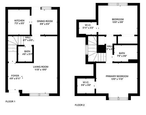 Floor plan TH1 | 2 Bed | 1.5 Bath | Premium