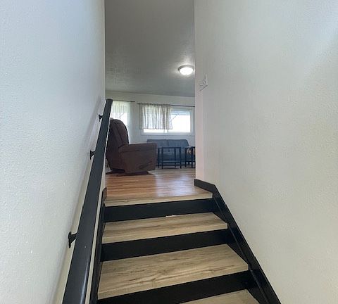 stairway up to the living room area
