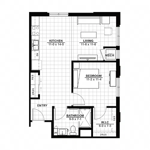 Floor plan 1 Bedroom (50)
