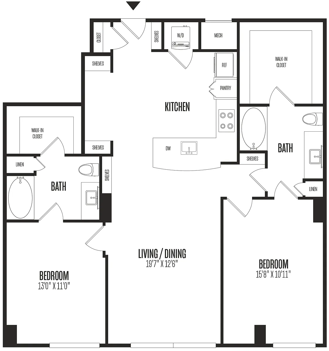 Floor plan 2 Bed/2 Bath-2B2