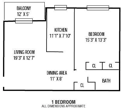 Floor plan 1 Bed 1 Bath