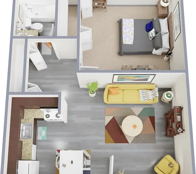 One bedroom, one bath, 400 square foot apartment One bedroom, one bath, 400 square foot apartment