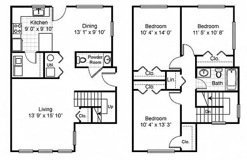 Floor plan 3 Bedroom Townhouse