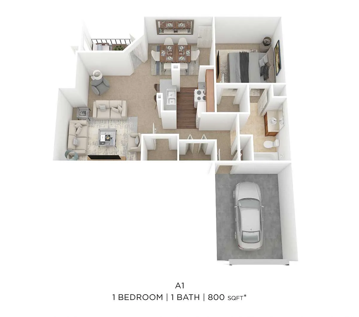 Floor plan One Bedroom-800 sqft