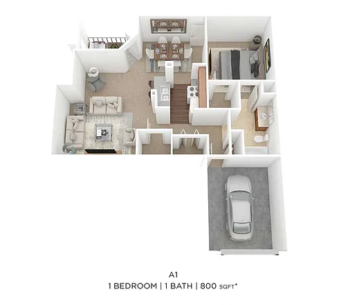 Floor plan One Bedroom-800 sqft