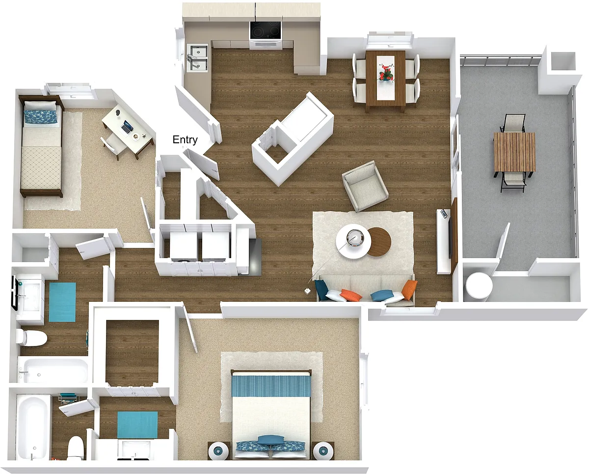 Floor plan 2x2 1004sf BH