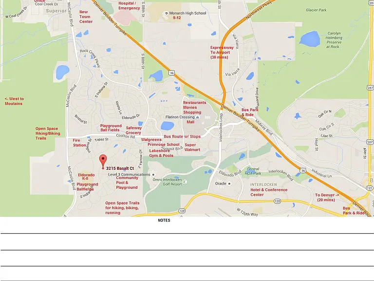 Area Map with Restaurants and ameneties