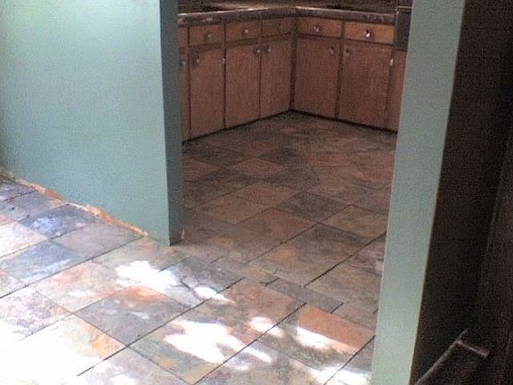 indian slate in kitchen and dining room