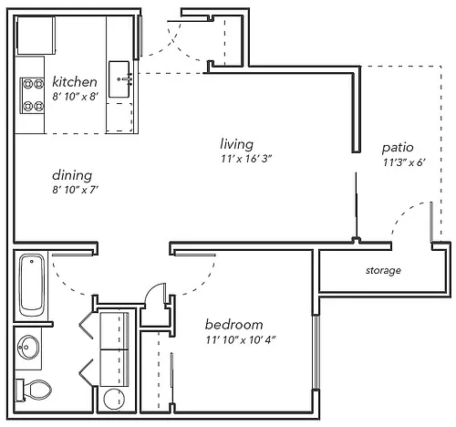 Floor plan One Bedroom - 2