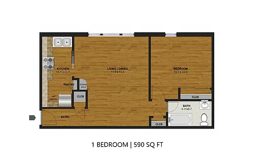 Floor plan Linden Hills 2715 & 2719 - One Bedroom (A)