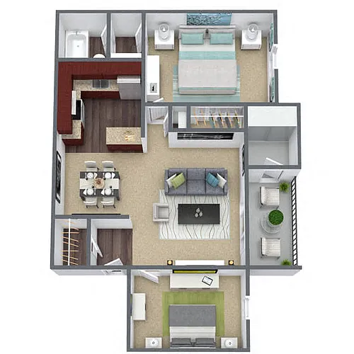Floor plan A3: 1 Bed 1 Bath
