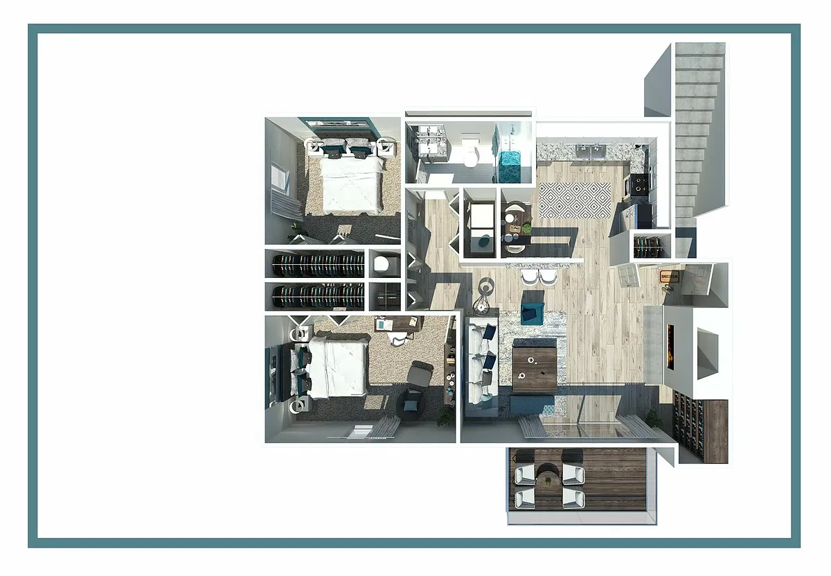 Floor plan 2 Bedroom 1 Bathroom