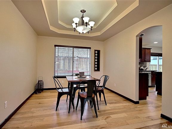 Large dining room with coffered ceiling