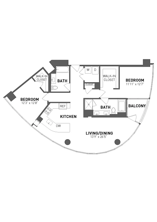 Floor plan 2 Bed 2 Bath-B3