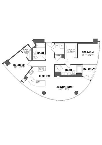 Floor plan 2 Bed 2 Bath-B3