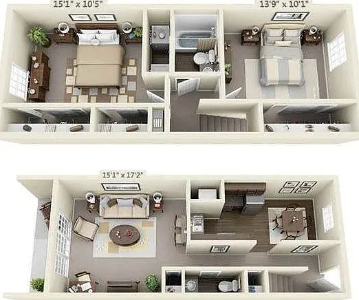 2 Bedroom | 1.5 Bath | 1150 SF 2 Bedroom | 1.5 Bath | 1150 SF