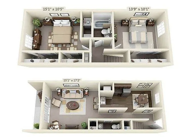 Floor plan Two Bedroom Townhouse