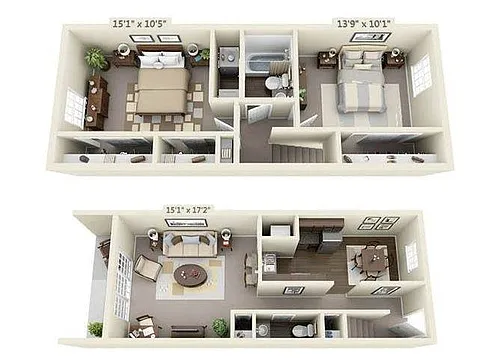 Floor plan Two Bedroom Townhouse