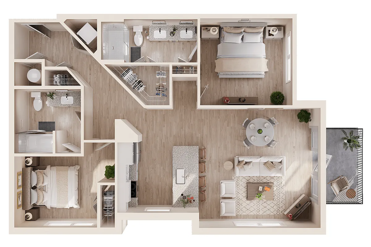 Floor plan B2 Two Bedroom / Two Bath