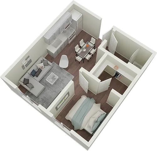 Floor plan 1Bed/1Bath B