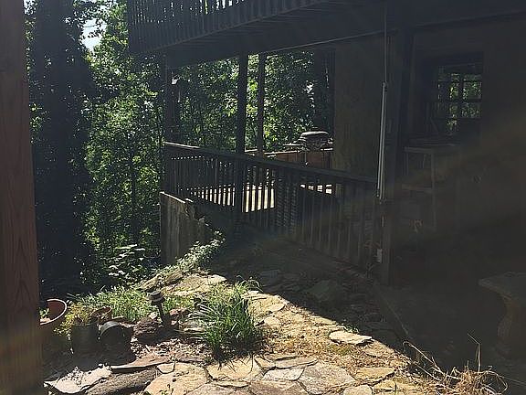 Sidewalk to fish pond 