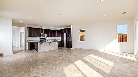 Spacious kitchen, dining, living room
