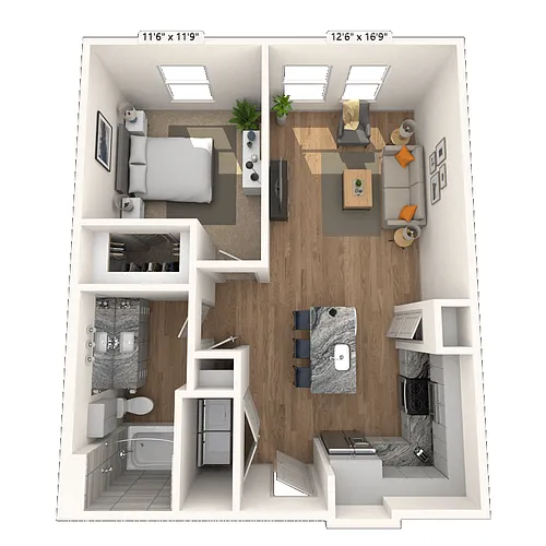 Floor plan A4 1x1 753 SF