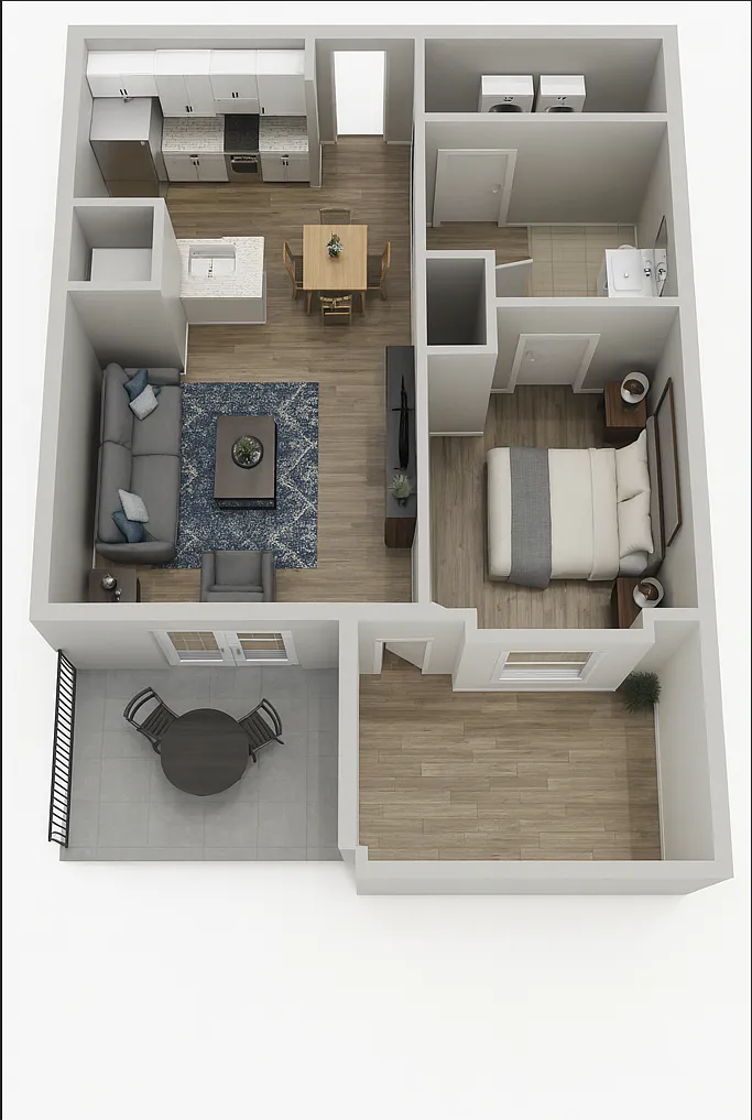 Floor plan A1 | 1 Bed | 1.5 Bath
