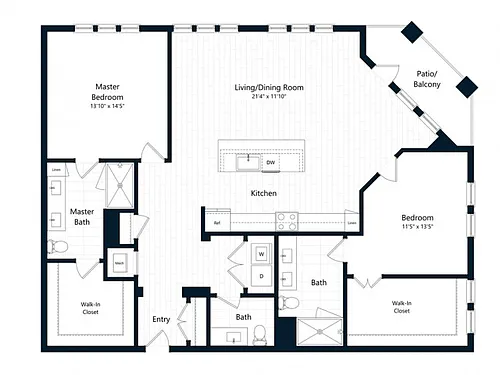 Floor plan Two Bedroom Two Bath (1567 SF)