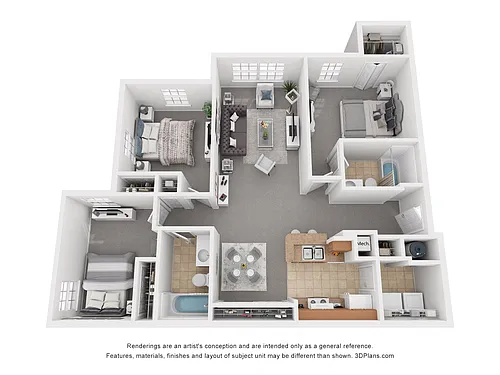 Floor plan Three Bedroom Two Bath (b)