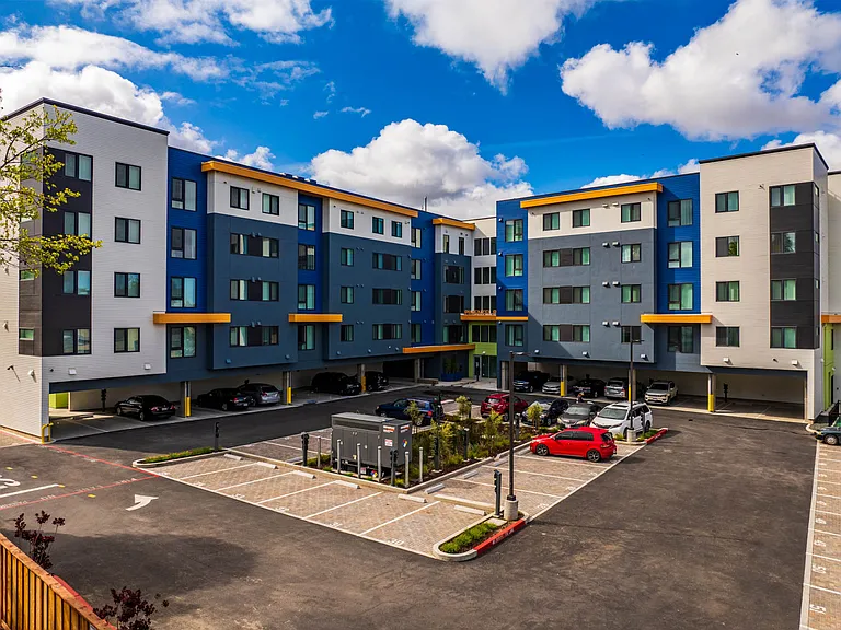 Contemporary apartment living with plenty of parking.