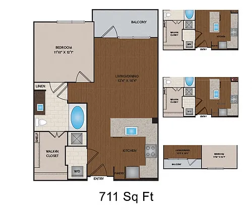 Floor plan 711 - 833 Sq Ft
