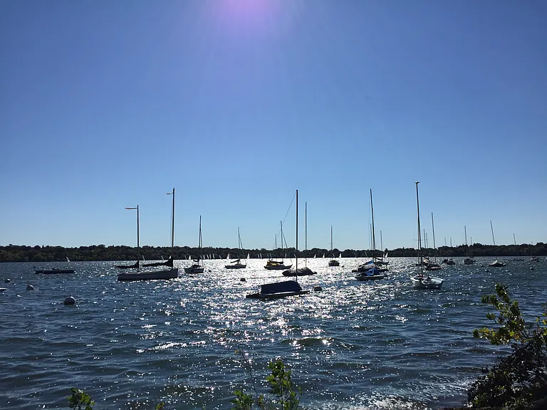 Lake Harriet right at the end of the street (2-3 minute walk)