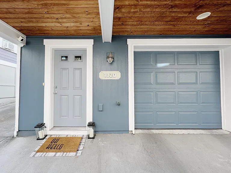 Electric garage with bonus storage areas inside.